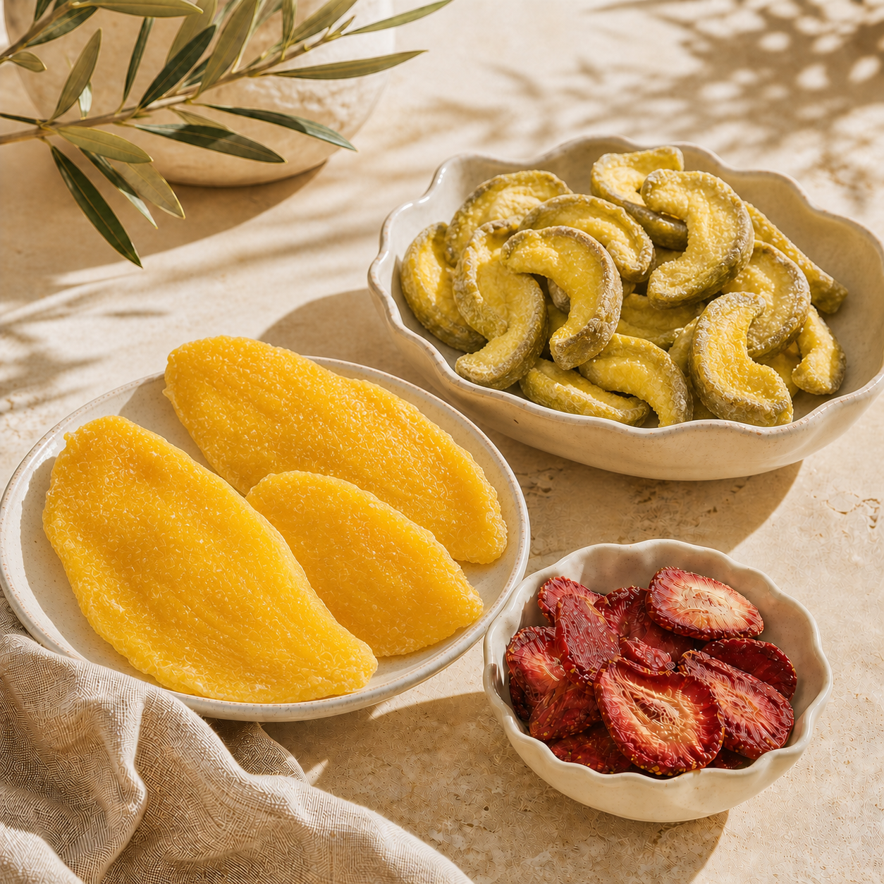 SUNRIVA Classic Series lightly sweetened whole mango, dried guava wedges and dried strawberry