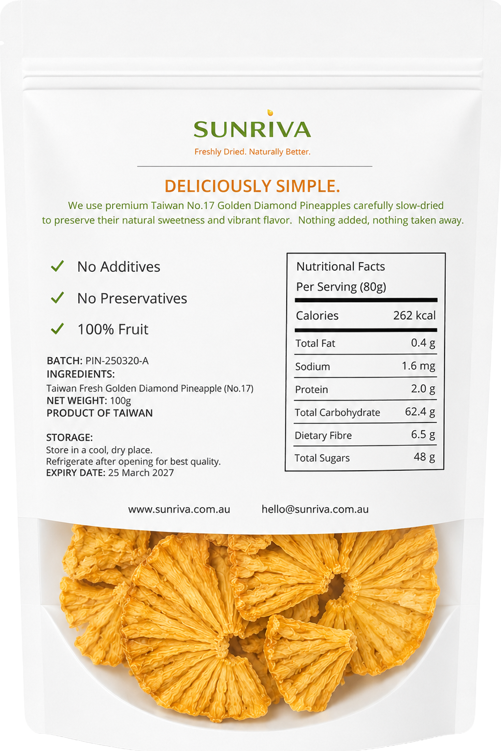 No Added Sugar Dried Pineapple